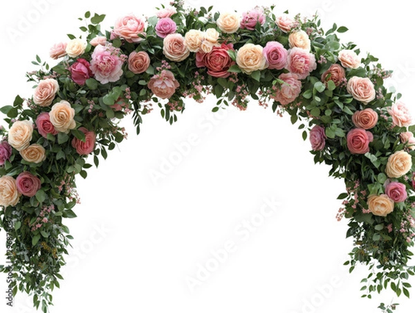 Obraz A beautiful floral arch arrangement showcasing soft pink and cream roses in full bloom.