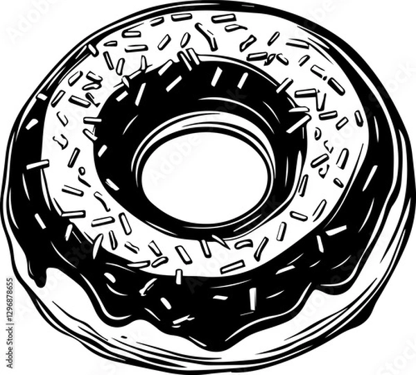 Fototapeta Donut Vector Logo Design - Sweet Bakery Branding, Editable Donut Icon, Retro Donut Shop Art, Vector Illustration