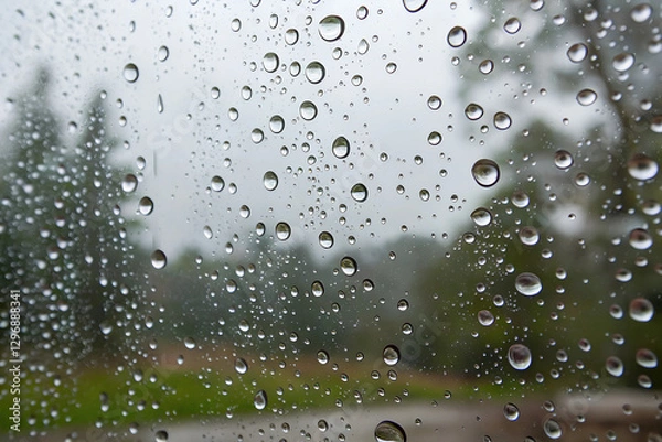 Fototapeta Raindrops on Glass – Spring Rain Effect