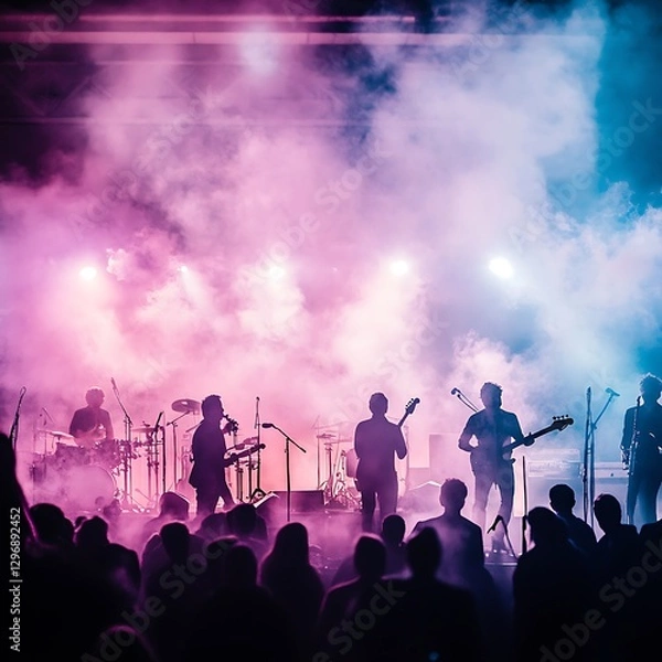 Fototapeta Live music performance an urban nighttime concert experience with a thriving crowd atmosphere