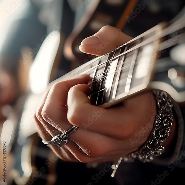 Obraz Live music performance concert venue photography evening close-up passionate guitar playing