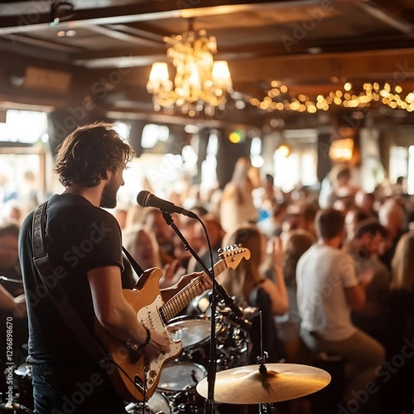 Fototapeta Live music performance bar venue concert event social atmosphere audience engagement vibrant setting