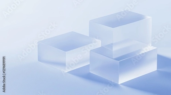 Fototapeta Frosted glass effect with subtle geometric shadows, forming an abstract minimalist background