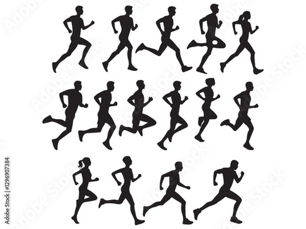 Obraz silhouettes of people running