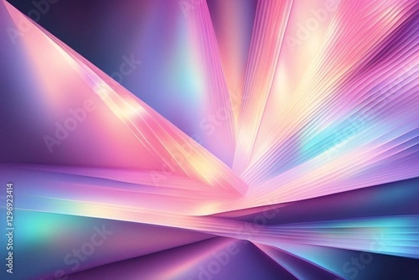 Fototapeta Glossy Holographic Texture with Prismatic Pastel Colors and Futuristic Style