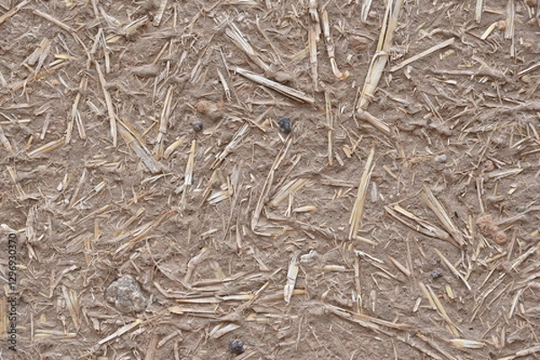 Fototapeta Lehmputzwand mit Strohhäcksel