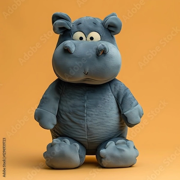 Fototapeta there is a blue stuffed animal that is sitting on a yellow surface