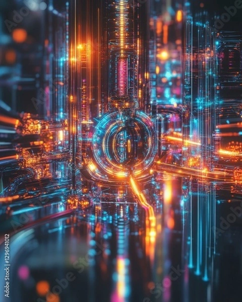 Obraz Glowing conceptual designs for quantum computing systems