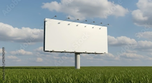 Obraz Blank Billboard in a Green Field Under a Blue Sky