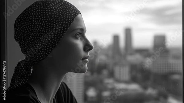 Obraz Woman looking out window