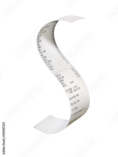 Fototapeta Curved receipt isolated
