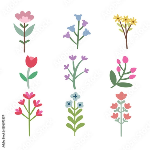 Fototapeta Simplicity in Bloom Collection of Simple Flower Arrangements