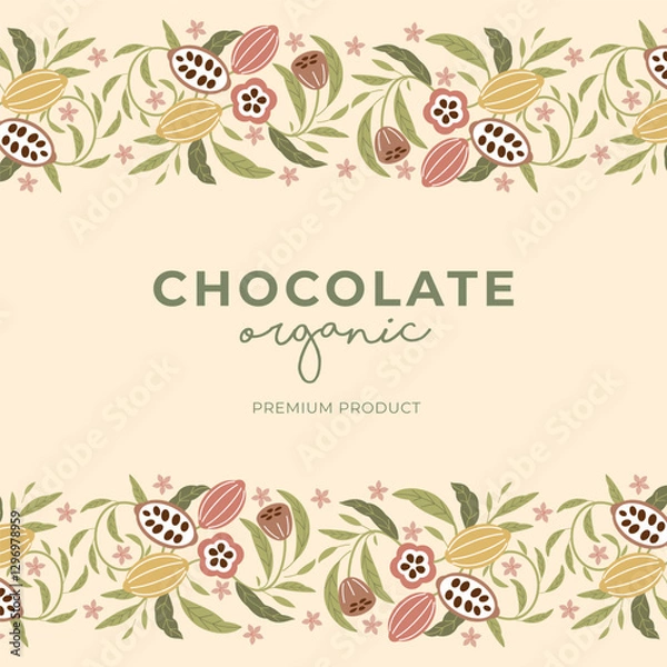 Obraz Cocoa bean illustration. Vintage style design template. chocolate cocoa beans. Vector illustration
