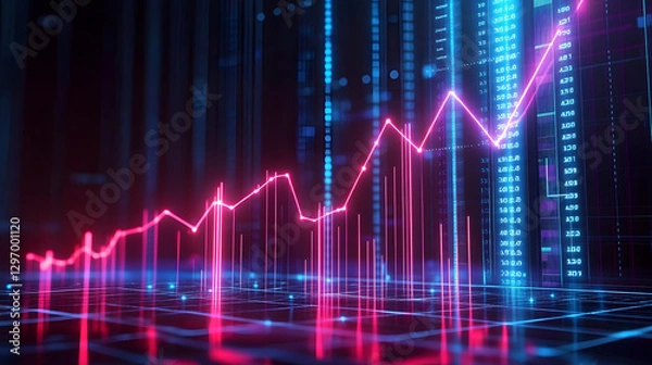 Fototapeta Futuristic Business Growth Chart with Light Effects