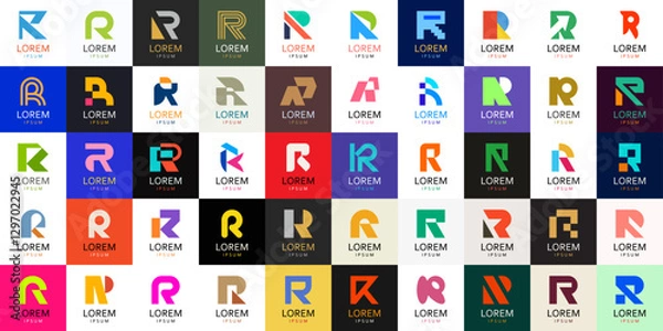 Fototapeta Logos collection with letter R. Geometric abstract logos. Icon design
