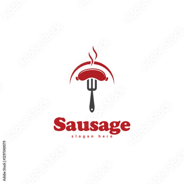 Fototapeta Barbecue meat grilled sausage logo vector symbol
