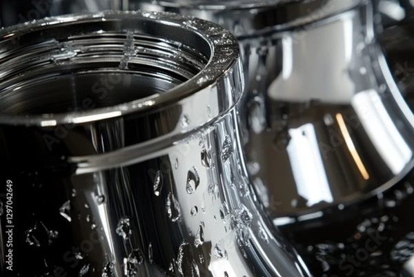 Fototapeta Close-up of a decorative metal vase on a table, ideal for interior design or product photography