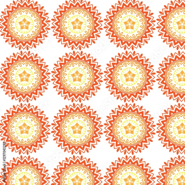 Obraz Bright Floral Pattern with Repeating Geometric Design