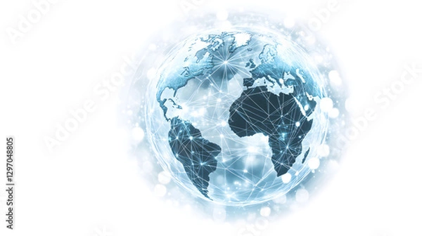 Fototapeta A globe with glowing light points representing global network connections
