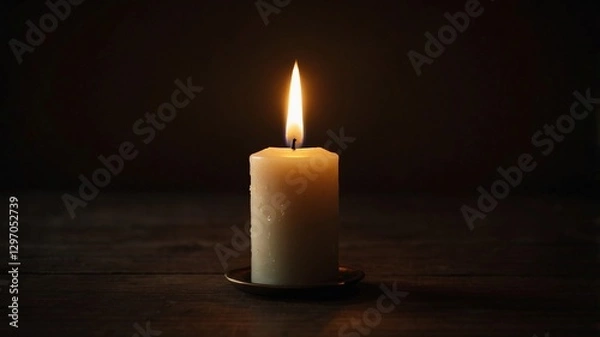 Fototapeta Candle. Detail of wax drops on a candlestick with flickering flame. Candle of forgiveness.