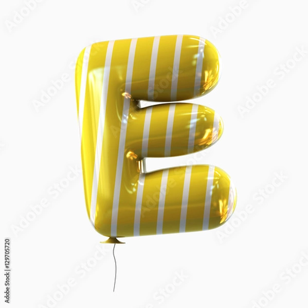 Fototapeta Letter E. Colorful Balloon font isolated on White Background. 3D rendering