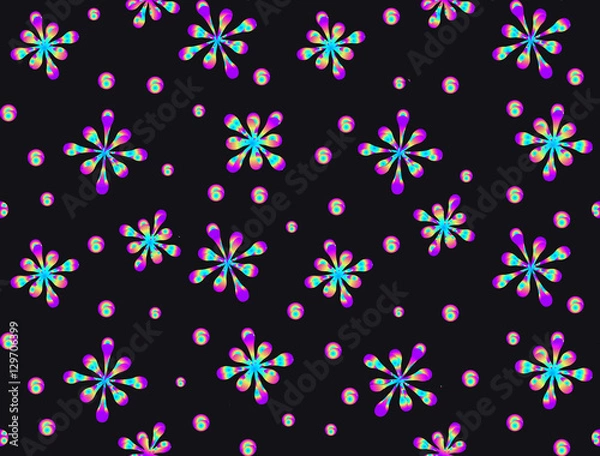 Fototapeta SEAMLESS Christmas and New Year's pattern with snowflakes. Multicolor texture in glitch style