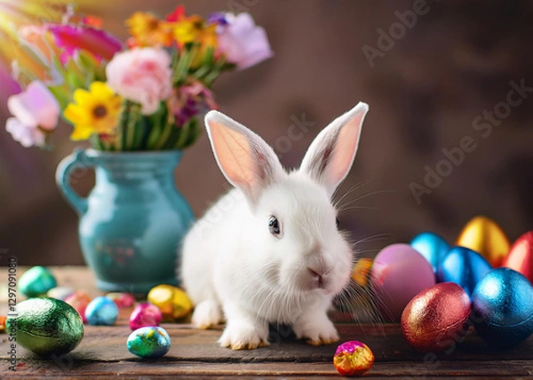 Obraz easter bunny with easter eggs