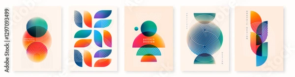 Obraz Abstract geometric vector backgrounds with colorful gradient shapes, modern minimal pattern design.