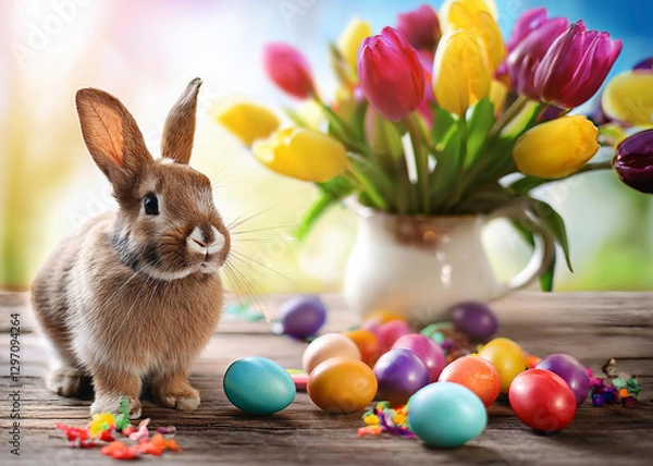 Obraz easter bunny with easter eggs