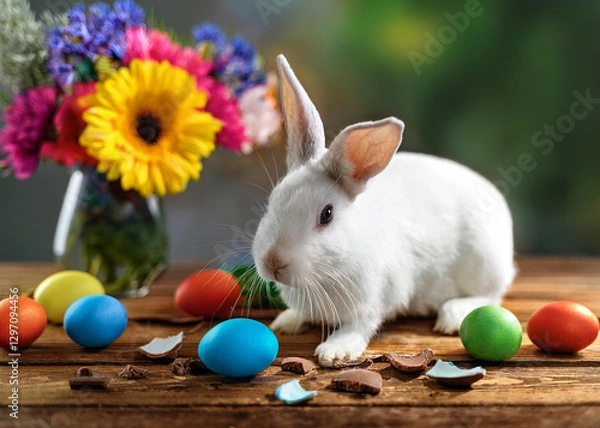 Obraz easter bunny and easter eggs