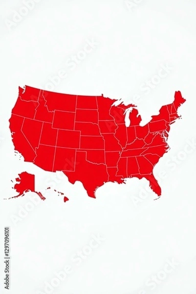 Fototapeta Red united state map