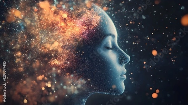 Obraz AI Driven Creative Expression Collaborative Digital Portrait with Ethereal Glow