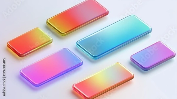 Fototapeta Six Rectangular Gradient Objects on White Background