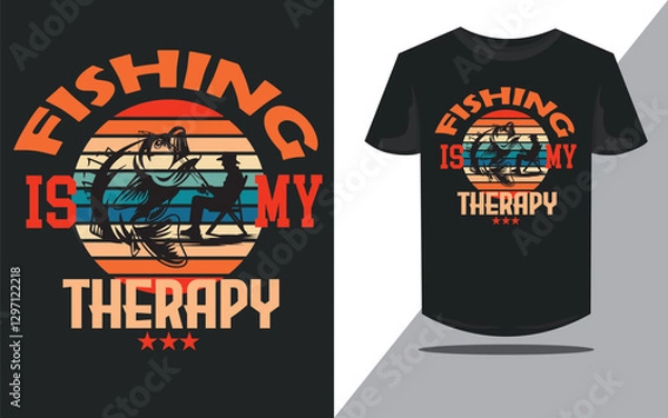 Fototapeta Fishing Black t-shirt design .