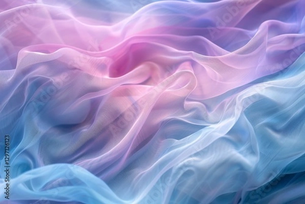 Fototapeta Ethereal pastel fabric waves in soft focus