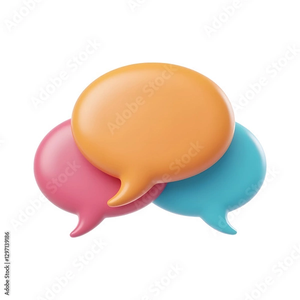Obraz 3D Group Chat Icon with Speech Bubbles on Transparent Background