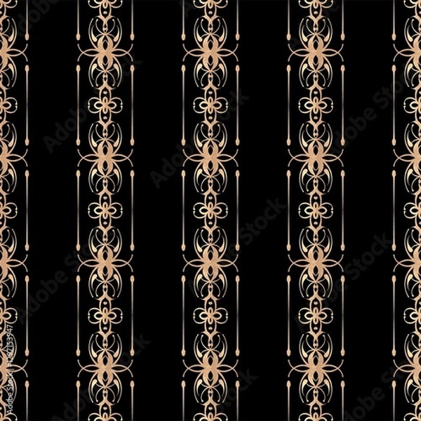 Obraz Vintage seamless pattern, gold and black 