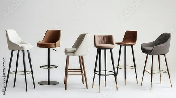 Fototapeta Modern Bar Stools Collection Stylish & Comfortable Seating for Your Home or Business
