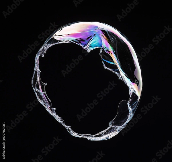 Obraz  Black Background, with Transparent Soap Bubbles Popping
