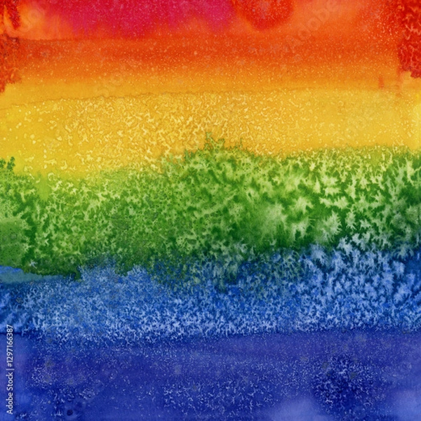 Fototapeta Bright painted watercolor rainbow texture. Hand drawn background with text place
