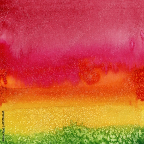 Fototapeta Bright painted watercolor rainbow texture. Hand drawn background with text place