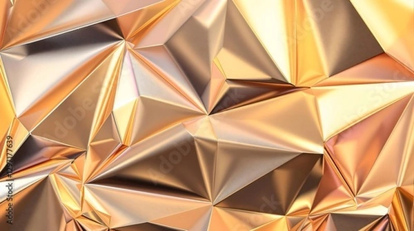 Fototapeta Abstract Gold Polygonal Shape, Modern Geometric Design