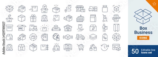 Fototapeta Box icons Pixel perfect. Delivery, product, industry, ...	
