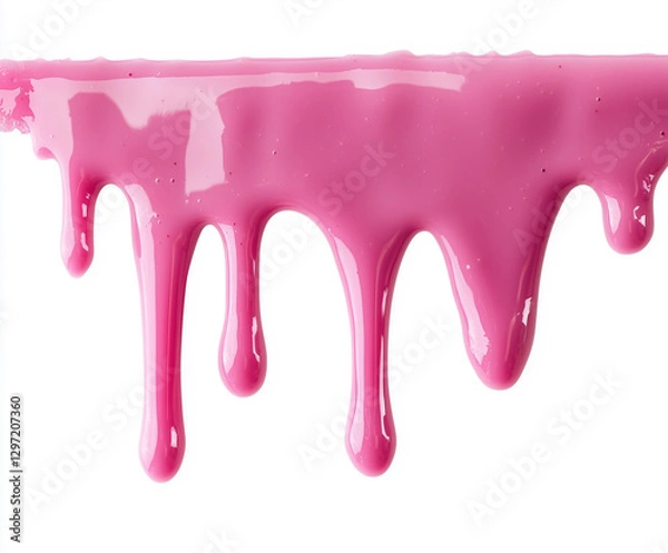 Fototapeta Pink slime dripping liquid isolated on a white background