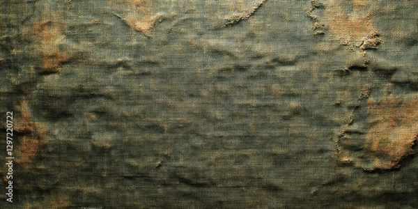 Fototapeta Vintage Army Canvas Texture. Distressed Khaki Fabric with Rich Background Details