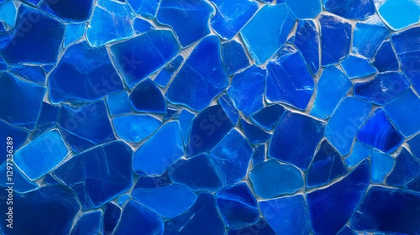 Fototapeta Abstract background of blue broken glass with intricate crack patterns for creative design