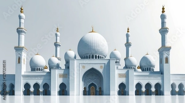 Fototapeta Grand Architectural Structure with Domes and Minarets, Ideal for Cultural, Religious, and Histo