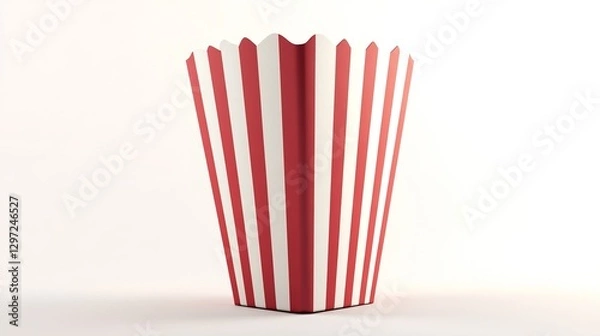 Fototapeta A 3D realistic icon of a striped popcorn box, isolated on a white background. 