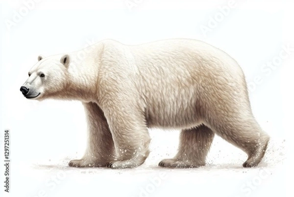 Fototapeta Polar bear is walking on a white background