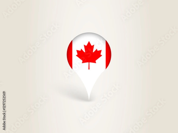 Fototapeta Pin Icon with Canada National Flag.